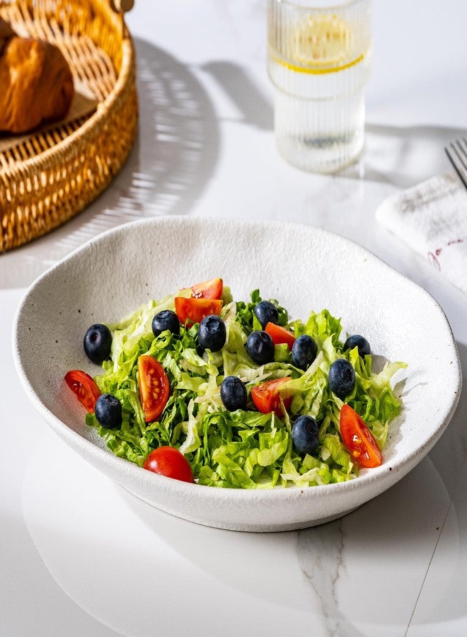 Caigmo Handcrafted Ceramic Plates Set of 2, Pasta Bowls | 10'' Serving Bowls for Entertaining, Serving Dishes | Porcelain White Shallow Bowls for Salad, Soup, Pasta and Dinner Microwave/Oven/Dishwasher Safe - Image 3