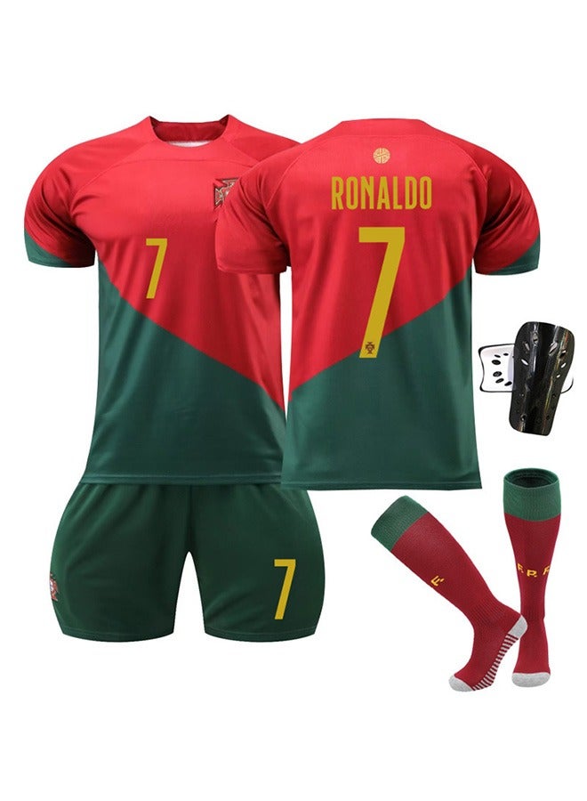 Portugal Home No. 7 Ronaldo 2022 World Cup Football Uniform Soccer Socks Set  - Image 1