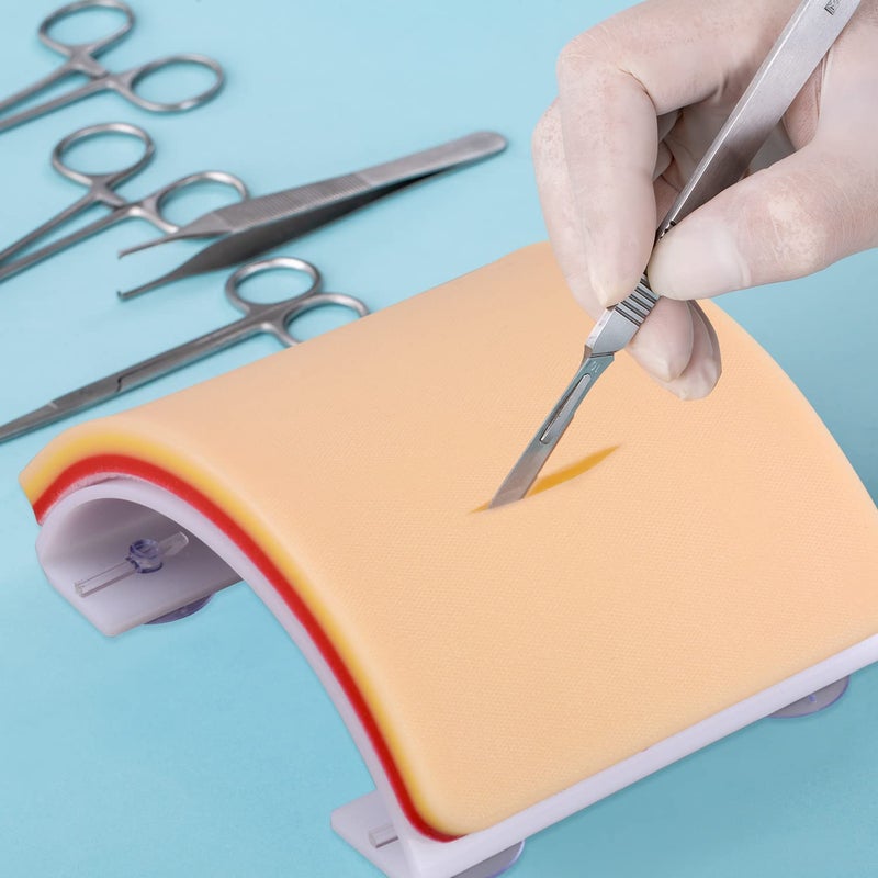 Medarchitect Premium Suturing Skill Trainer Including DIY Incision Suture Pad with Hook & Loop Replacement Design, 19 Pre-Cut Wounds Pad & Complete Tools for Advanced Suture Skill Practice - Image 5
