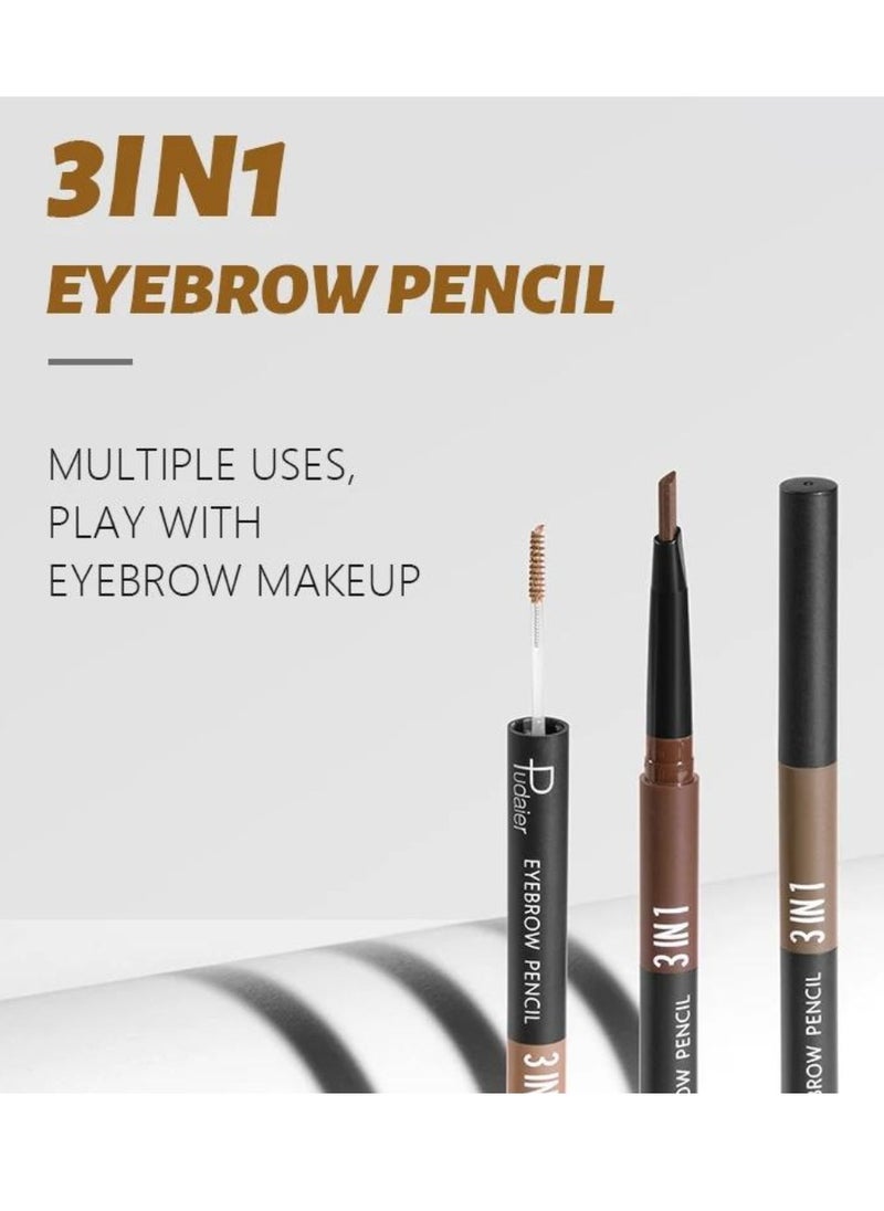 pudaier - 3 in 1 Eyebrow Pencil Eyebrow Cream Outline and Eyebrow Powder 3 in 1 Eyebrow Pencil Waterproof Eyebrow Pencil Makeup Kit for Beginners Easy to Apply Eyebrow Pen Dark Brown 03 - Image 1