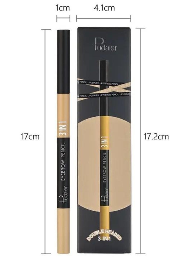 pudaier - 3 in 1 Eyebrow Pencil Eyebrow Cream Outline and Eyebrow Powder 3 in 1 Eyebrow Pencil Waterproof Eyebrow Pencil Makeup Kit for Beginners Easy to Apply Eyebrow Pen Dark Brown 03 - Image 1