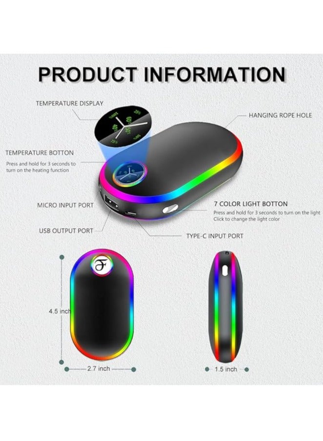 General Rechargeable hand warmer, 10000 mAh electric hand warmer, 40 hours heating, portable, battery powered, 7 color variations, USB heater for camping, reusable  - Image 3