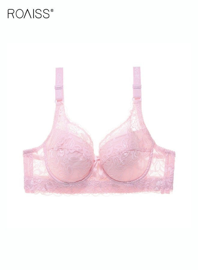roaiss Large Size Women's Charm Lace Bras Push Up Daily Underwire Ultra Thin Three-quarter Cup Bras Leisure Comfort Soft Breathable Underwear Everyday Lingerie  - Image 2