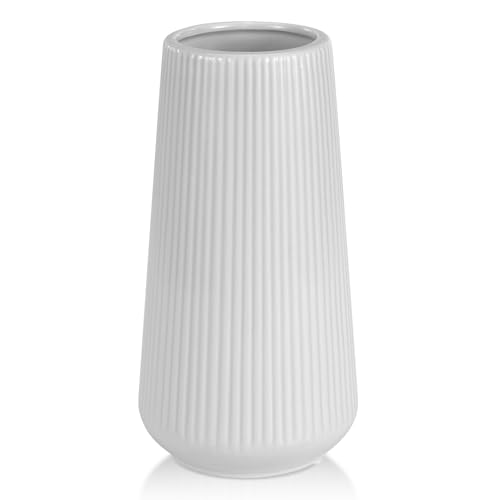 GUKJOB Grey Ceramic Vase, GUKJOB Small Cute Flower Vase for Pampas Grass, Home, Living Room, Dining Table, Farmhouse, Office Decor, Bedroom, Table, and Kitchen Shelf (Grey) - Image 1