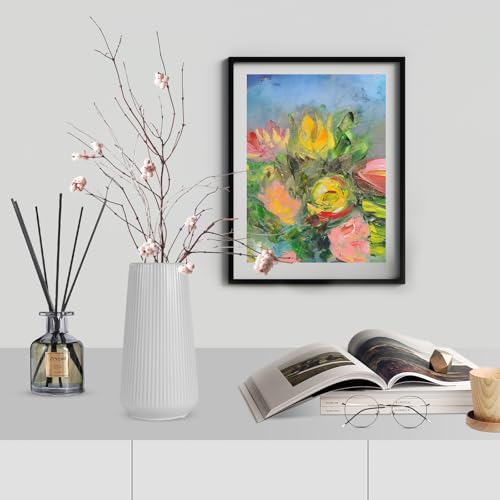 GUKJOB Grey Ceramic Vase, GUKJOB Small Cute Flower Vase for Pampas Grass, Home, Living Room, Dining Table, Farmhouse, Office Decor, Bedroom, Table, and Kitchen Shelf (Grey) - Image 3