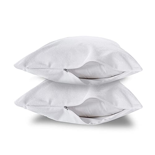 Wakefit Pillow Protector Waterproof | Terry Cotton | Pillow Inner Cover with Zip | 200 GSM | White-28x18 Inch | Set of 2 - Image 3