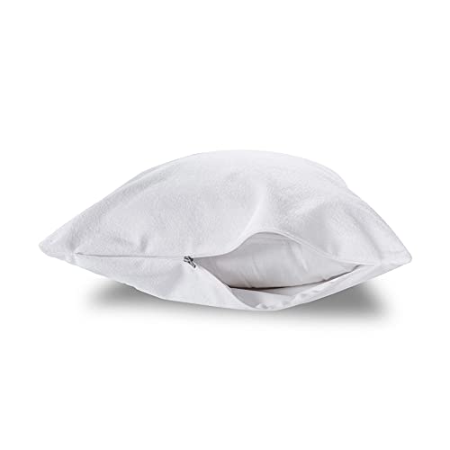 Wakefit Pillow Protector Waterproof | Terry Cotton | Pillow Inner Cover with Zip | 200 GSM | White-28x18 Inch | Set of 2 - Image 2