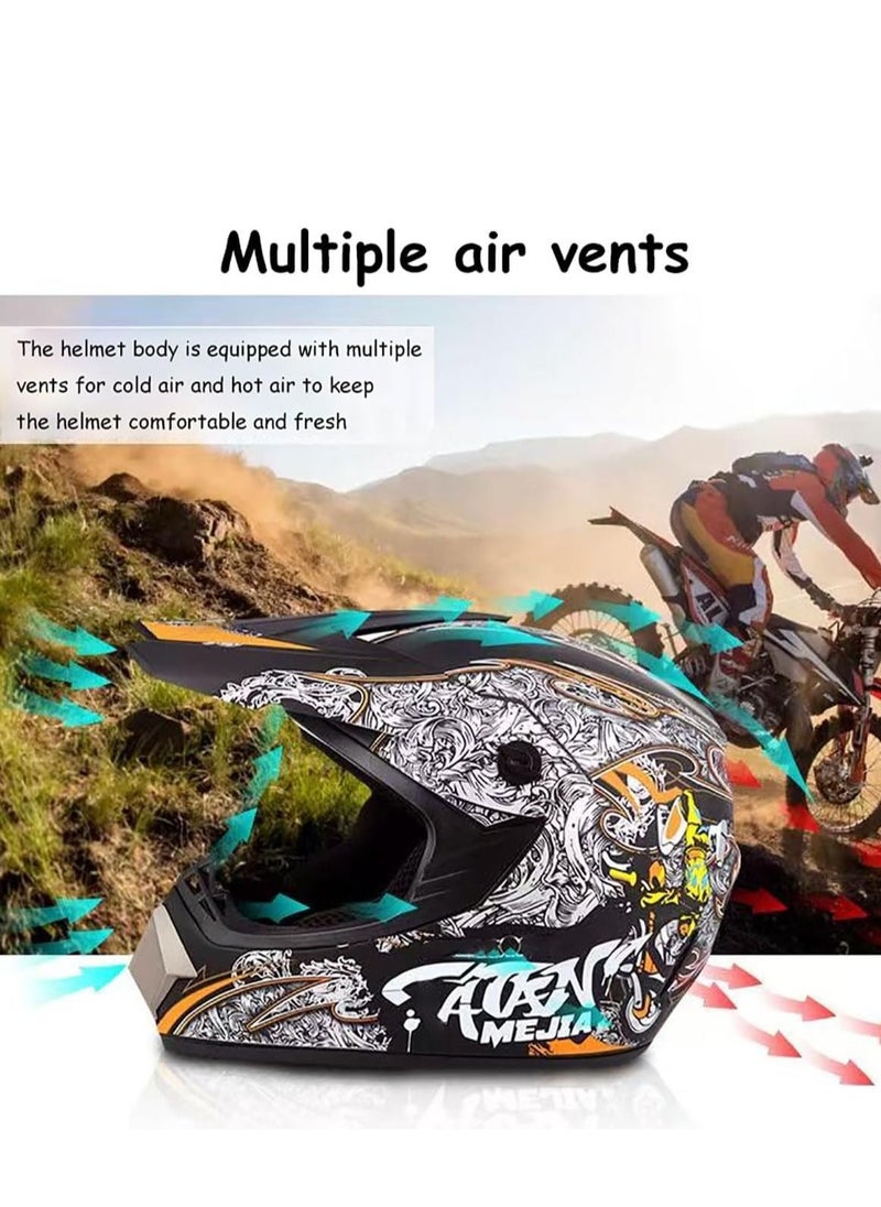 Generic Motorcycle Full Face Helmet,Off-Road Sports Helmet,Competition Helmet,Gift for Off-Road and Extreme Sports Enthusiasts,Suitable for Mountain Cycling,Motorcycle and Cycling Activities(Green H Style)  - Image 4