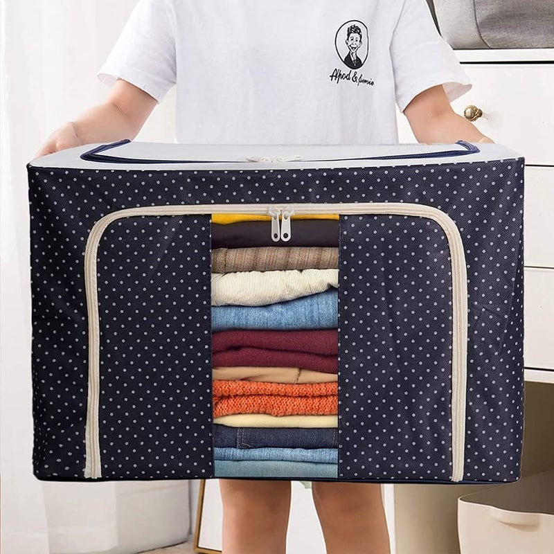 Nirgun Empex Nirgun Empex Storage Box Foldable Steel Frame Clothes Organizer Storage Box for Wardrobe Saree Shirts and Blankets 66 litre pack of 6 oxford fabric multi color - Image 5