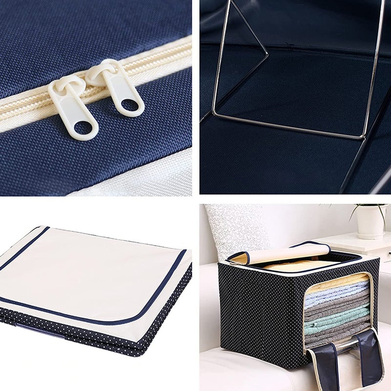 Nirgun Empex Nirgun Empex Storage Box Foldable Steel Frame Clothes Organizer Storage Box for Wardrobe Saree Shirts and Blankets 66 litre pack of 6 oxford fabric multi color - Image 4