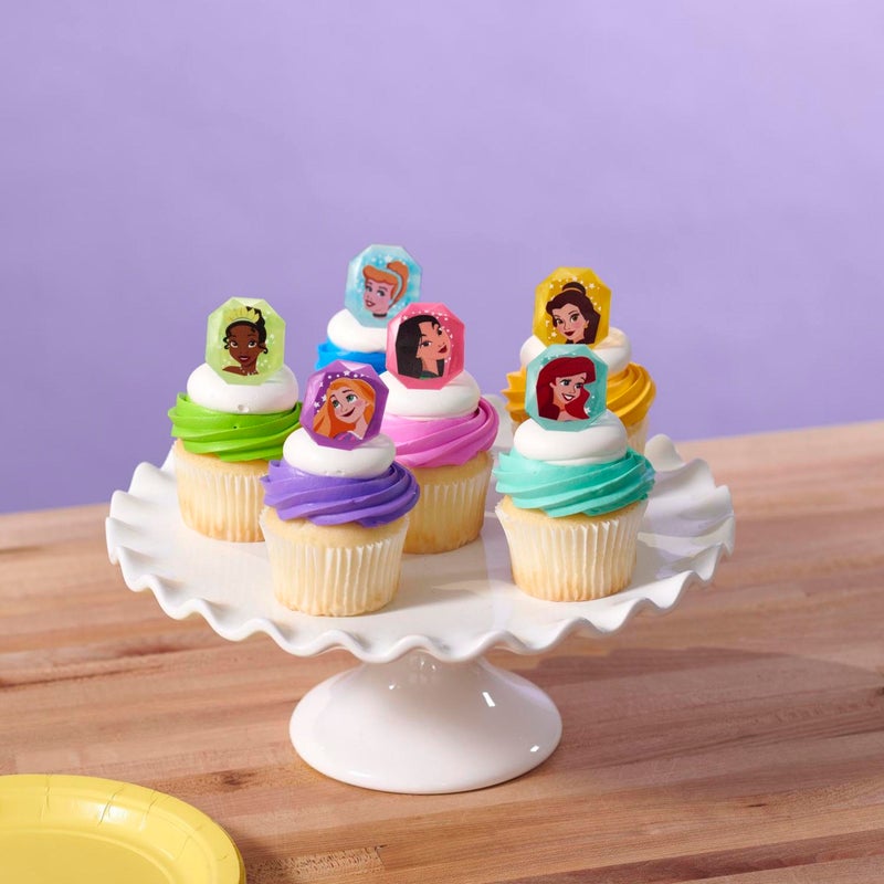 DecoPac Disney Princess Gemstone Rings, Cupcake Decorations Featuring Mulan, Cinderella, Tiana, Belle, Rapunzel and Ariel, Multicolored 3D Food Safe Cake Toppers â€“ 24 Pack - Image 5