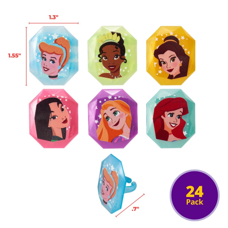 DecoPac Disney Princess Gemstone Rings, Cupcake Decorations Featuring Mulan, Cinderella, Tiana, Belle, Rapunzel and Ariel, Multicolored 3D Food Safe Cake Toppers â€“ 24 Pack - Image 4