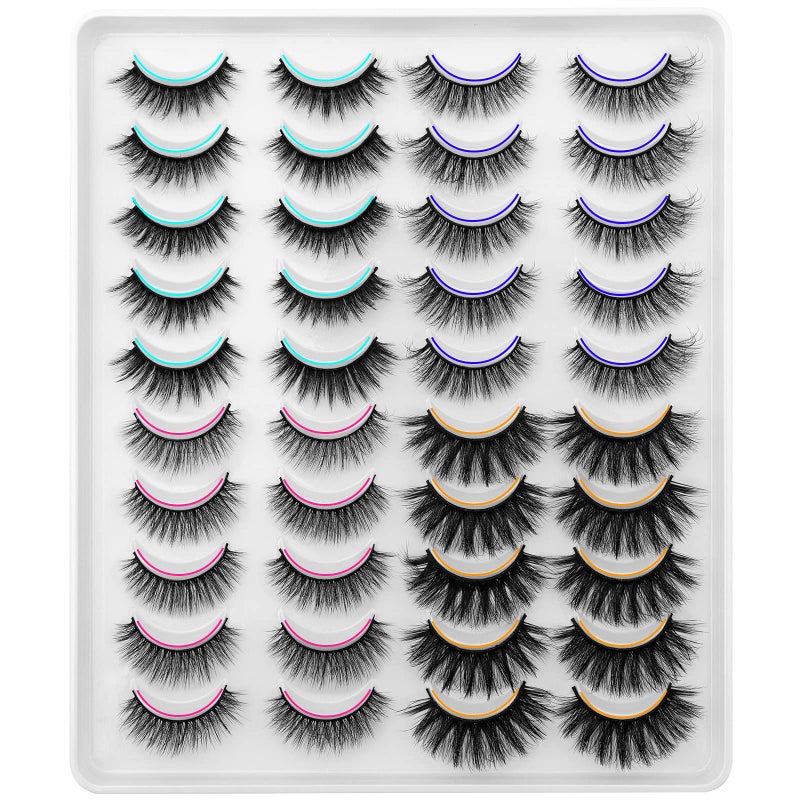 DYSILK Fluffy Lashes False Eyelashes  Lashes Mink 20 Pairs Wispy Lashes 6D 4 Styles Mixed Faux Mink Eyelashes False Lashes Mink Lashes Natural Look Cat Eye Lashes Wispy Eyelashes Pack 11mm20mm
