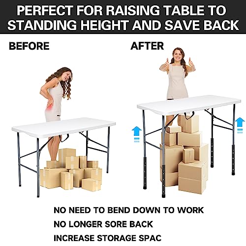 Laowu Table Leg Extenders for Folding Tables, Folding Table Legs Extensions for Straight and Bent Legs, Heavy Duty Steel 4 Levels Adjustable Folding Table Leg Risers, Raise Table Height - Image 3