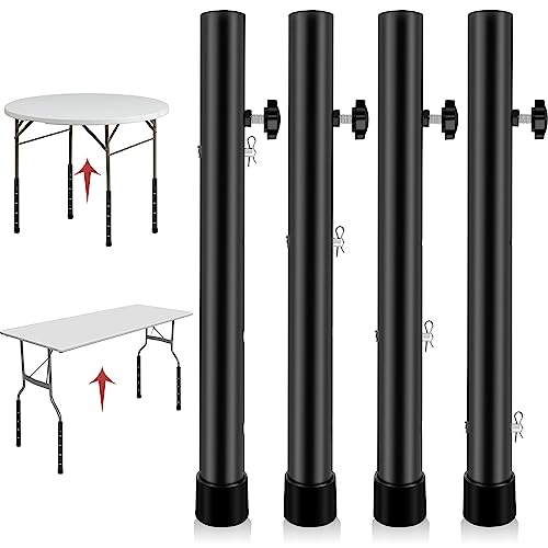 Laowu Table Leg Extenders for Folding Tables, Folding Table Legs Extensions for Straight and Bent Legs, Heavy Duty Steel 4 Levels Adjustable Folding Table Leg Risers, Raise Table Height - Image 1