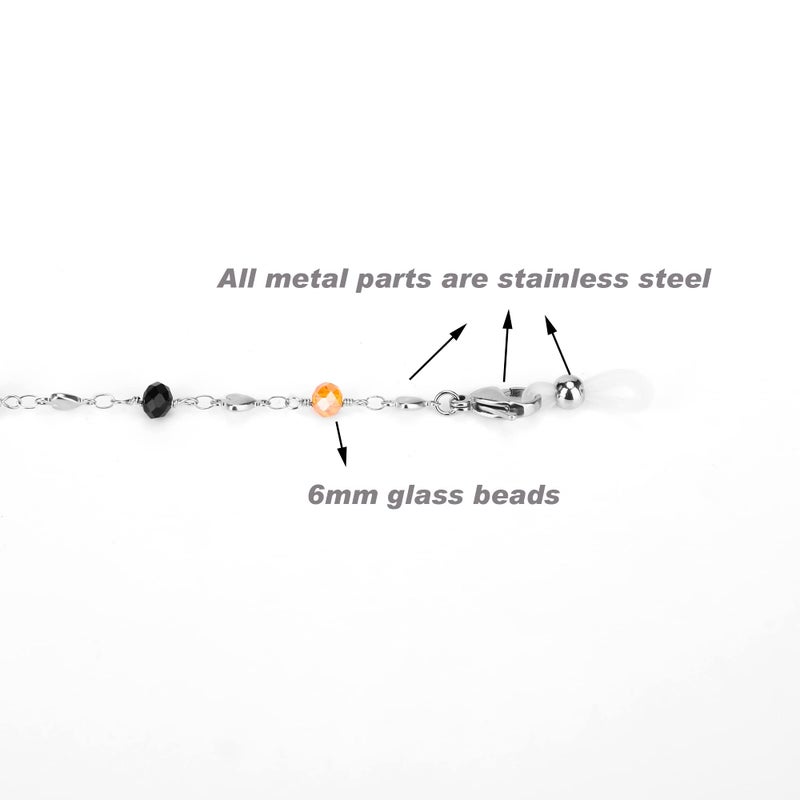 Hongeely Eyeglass Chain Silver Stainless Steel Handmade Necklace for Reading Glasses Sunglass Beaded Chains for Men Women (16-ï¼ˆLove Heart + Transparent beadsï¼‰handmade chain) - Image 5