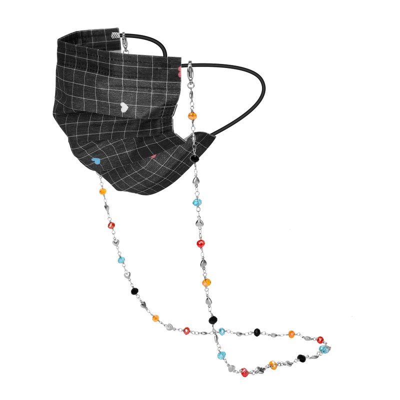 Hongeely Eyeglass Chain Silver Stainless Steel Handmade Necklace for Reading Glasses Sunglass Beaded Chains for Men Women (16-ï¼ˆLove Heart + Transparent beadsï¼‰handmade chain) - Image 4