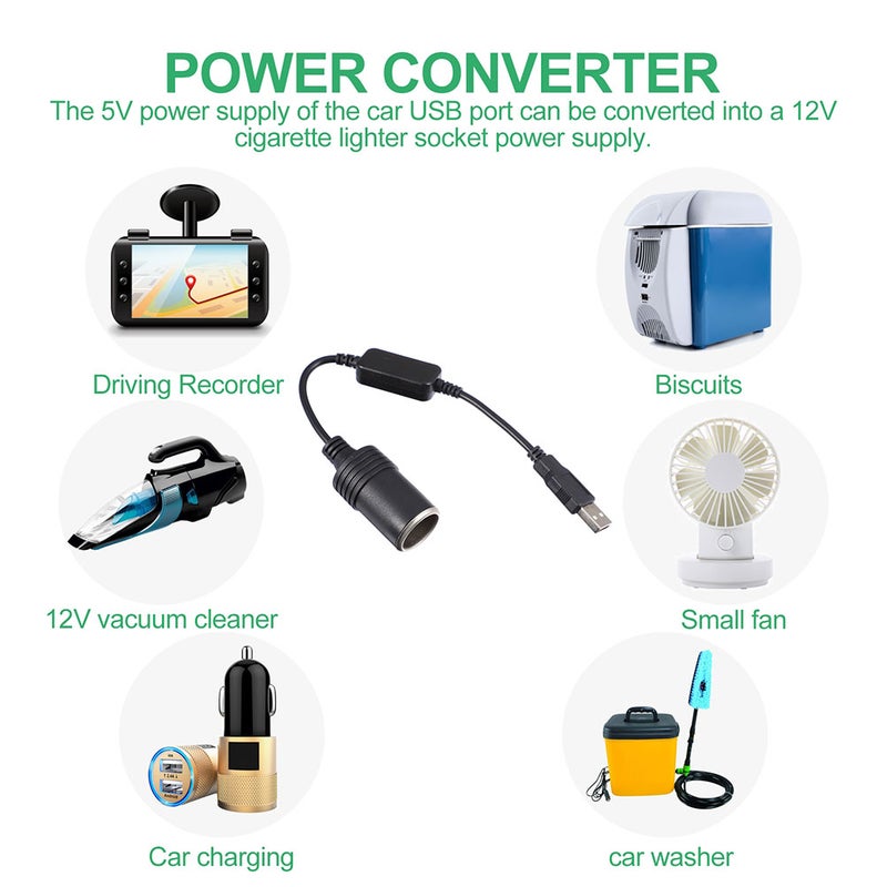 4 pcs Car Female Converter Cable - USB A Male to 12V Power Adapter for Dash Cam Car Charger and Vehicle Electronics - Image 4