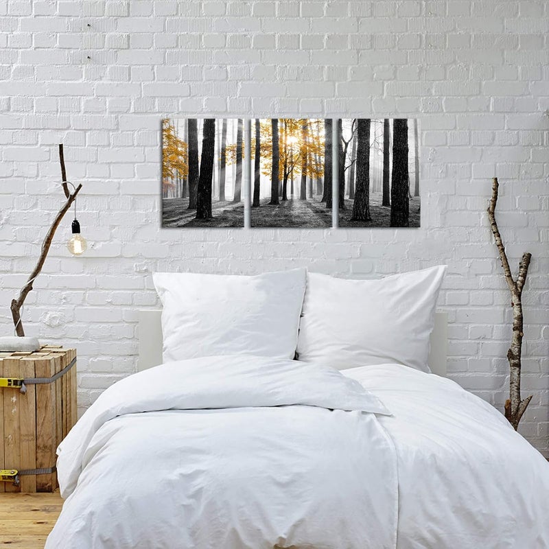 Kalormore 3-Piece Black and White Forest Canvas Art - Image 4