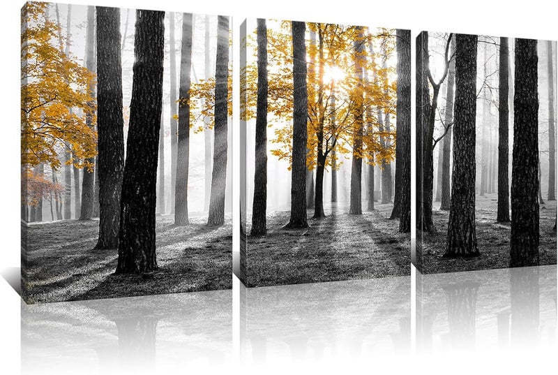 Kalormore 3-Piece Black and White Forest Canvas Art - Image 1