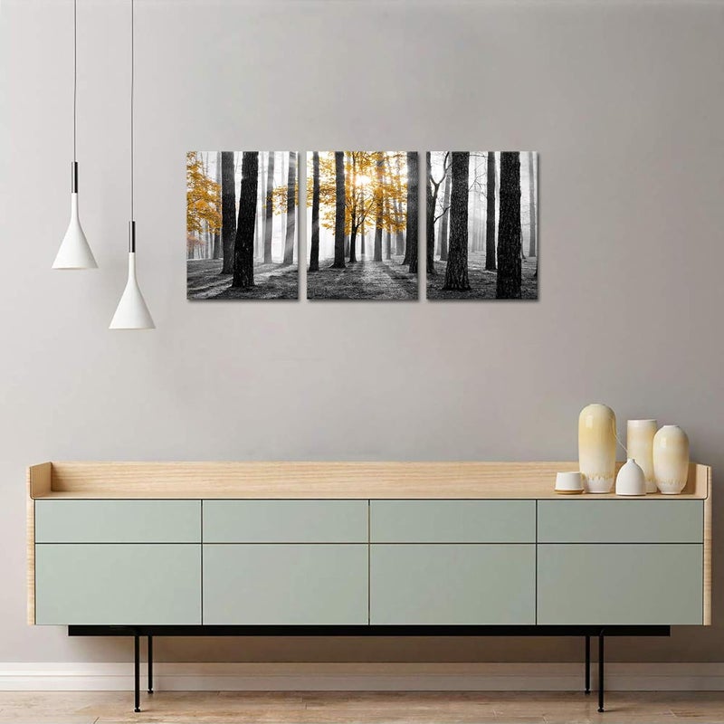 Kalormore 3-Piece Black and White Forest Canvas Art - Image 2