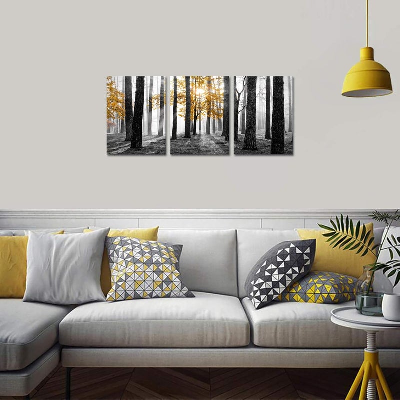 Kalormore 3-Piece Black and White Forest Canvas Art - Image 3