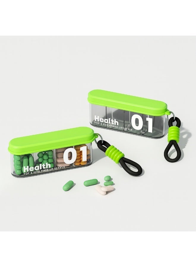 Detachable & Anti-Moisture 4-Compartment Pill Organizer – BPA-Free Large Capacity Portable Medicine Box with Independent Push Lids, Easy to Clean & Hygienic for Travel, Work, Fitness & Elderly Use - Image 1