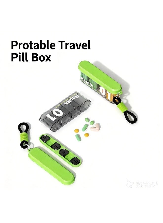 Anti-Moisture 4-Compartment Portable pill box,One Day Sub-Package Pill Box, Eco-Friendly ABS Material, Large Capacity,Portable Medicine Box with Independent Push Lids, Easy to Clean & Hygienic, Ideal for Travel, Daily Use, Medication Storage and Easy Carry - Image 1