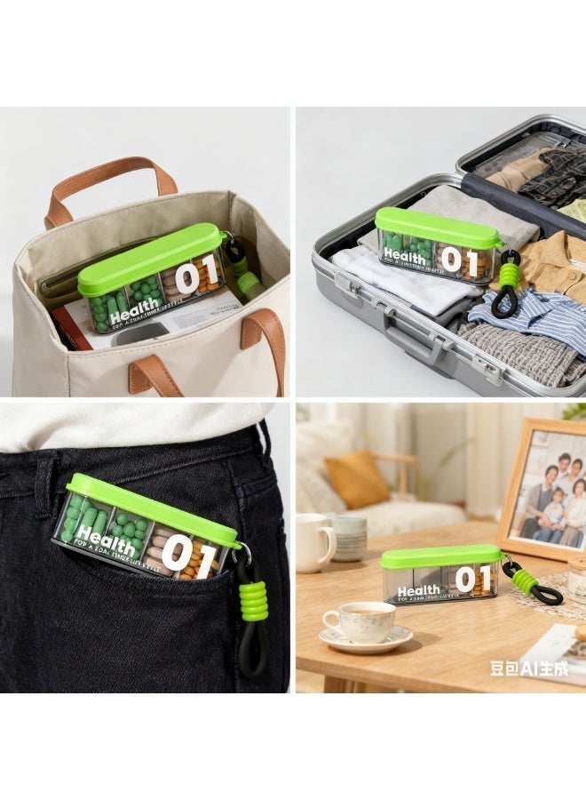Anti-Moisture 4-Compartment Portable pill box,One Day Sub-Package Pill Box, Eco-Friendly ABS Material, Large Capacity,Portable Medicine Box with Independent Push Lids, Easy to Clean & Hygienic, Ideal for Travel, Daily Use, Medication Storage and Easy Carry - Image 2