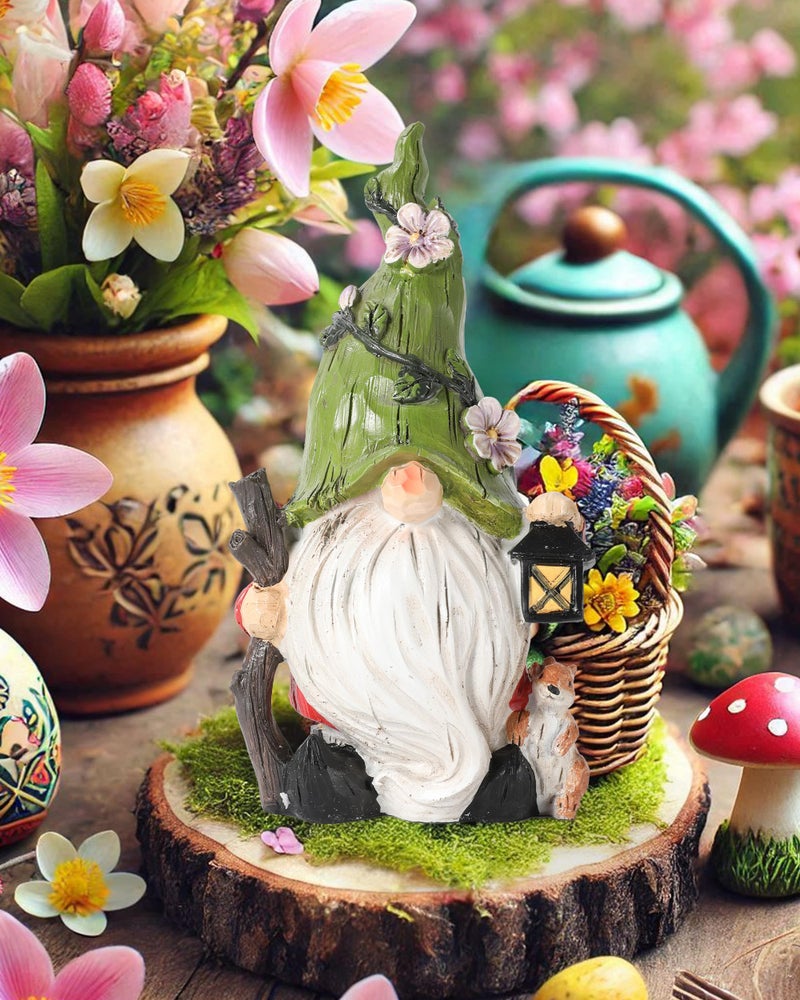 GoGnome Hand-Painted Resin Garden Gnome with Squirrel Figurine - 6.5" Tall Summer and Spring Decorations for Home, Yard, and Garden - Unique Gnome Gifts for All Ages (Green) - Image 5