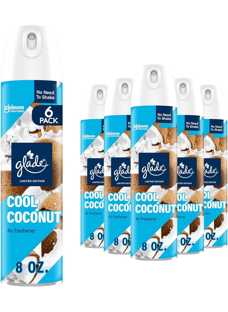 Glade Glade Air Freshener Spray Cool Coconut Limited Edition Fragrance Infused with Essential Oils 100 Natural Propellent 8 oz Pack of 6  - Image 1