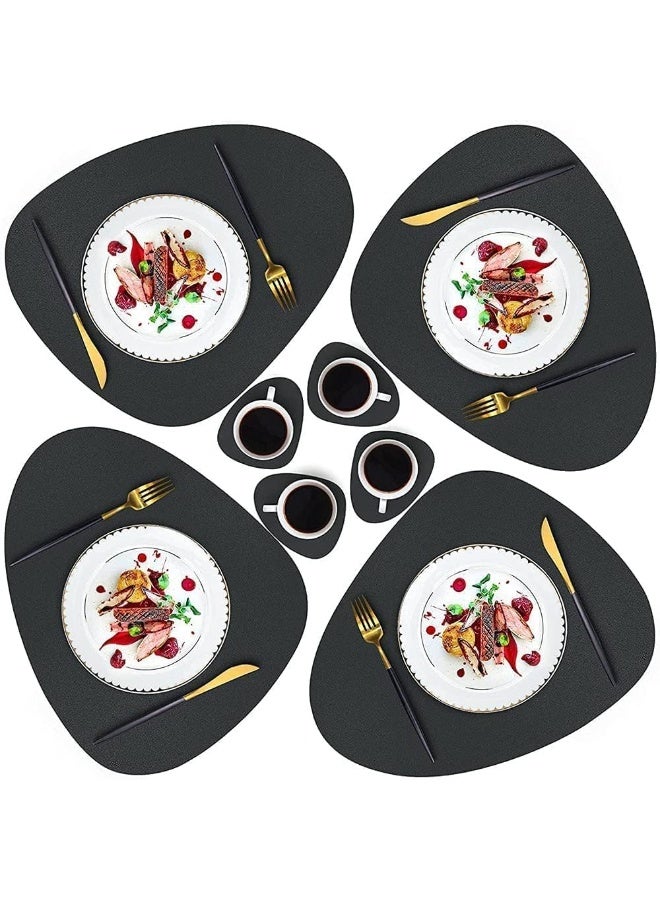 4 Pcs Leather Placemat And Coaster, Table Mat, Non Slip Placemat, Waterproof, Easy to Clean, for Kitchen, Dining Tables, Coffee Tables, Restaurants - Image 1