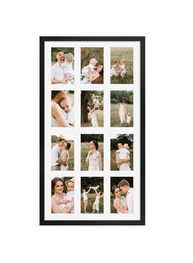 SPEPLA 12 Opening 4x6 Black Collage Picture Frames, Aluminum Alloy Frames for Displaying 6x4 Photos with White Mat（1 Pack） - Image 1