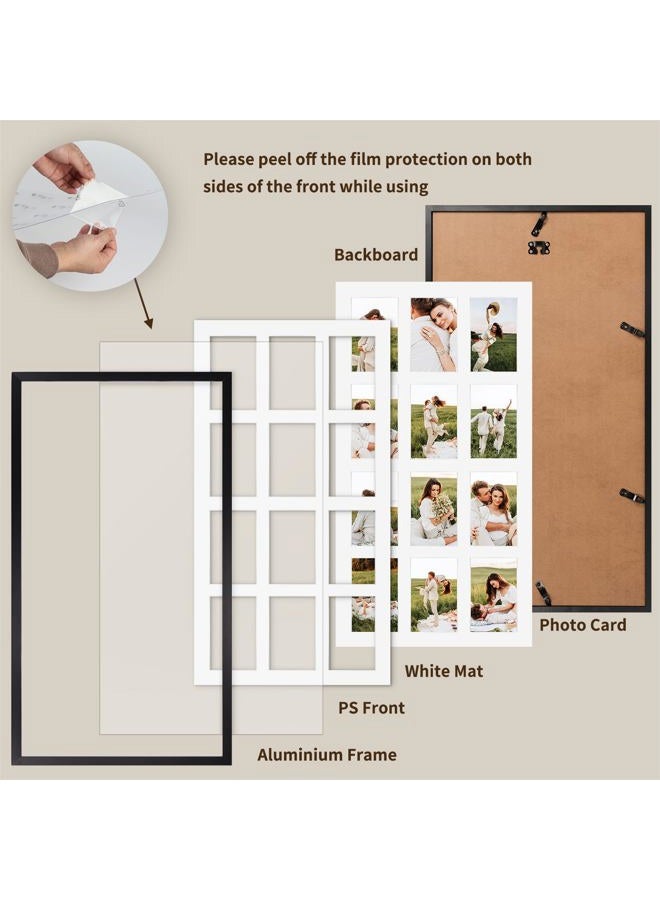 SPEPLA 12 Opening 4x6 Black Collage Picture Frames, Aluminum Alloy Frames for Displaying 6x4 Photos with White Mat（1 Pack） - Image 5