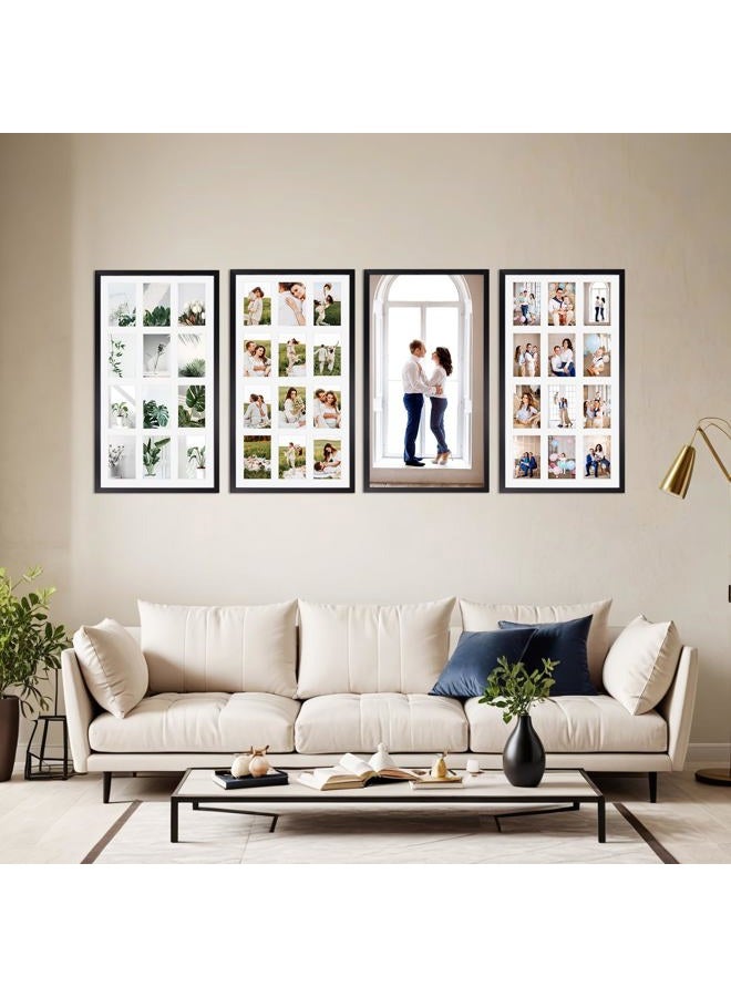 SPEPLA 12 Opening 4x6 Black Collage Picture Frames, Aluminum Alloy Frames for Displaying 6x4 Photos with White Mat（1 Pack） - Image 3