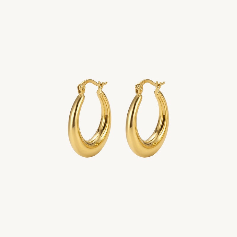 Palmonas 18K Gold Tone Plated Timeless Round Hoop Earrings For Women - Waterproof & Anti-Tarnish - Image 1
