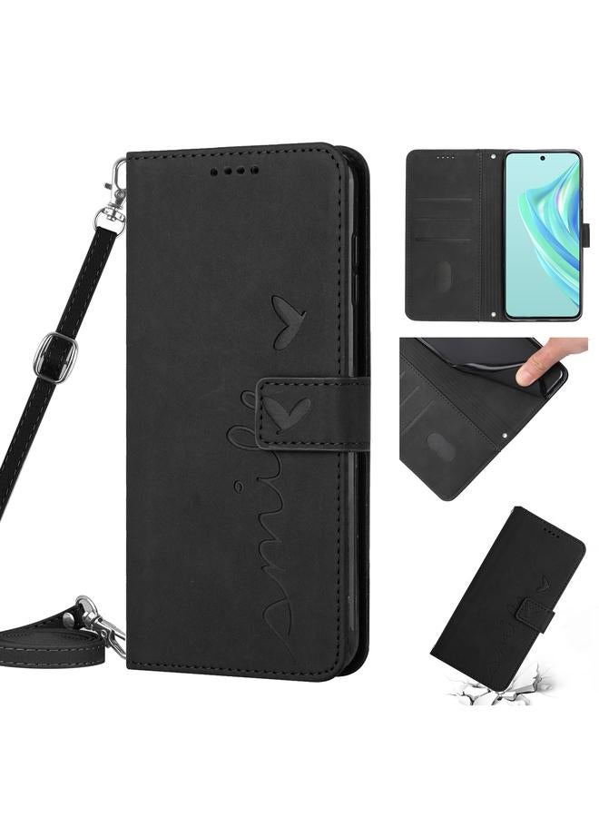S-TOP Case For Infinix Hot 20 Play Skin Feel Heart Pattern Leather Phone Case with Lanyard - Image 1