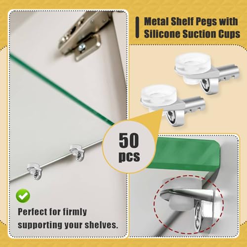 Iffitya 50 Pcs 1/5 Inch 5mm Shelf Pins - Cabinet Shelf Pegs with Silicone Suction Cups, Heavy Duty Shelf Pins for Support Kitchen Furniture, Shelf Pegs 5mm - Image 2
