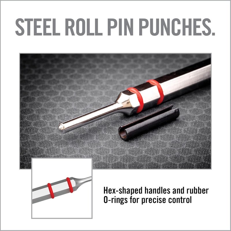 Real Avid Accu-Punch Hammer & Roll Pin Punch Set – Armorers Tool Kit with Small Hammer, 4 Interchangeable Heads, Roll Pin Punch Tools, Pin Starter & Kickstand Case for Organization - Image 2