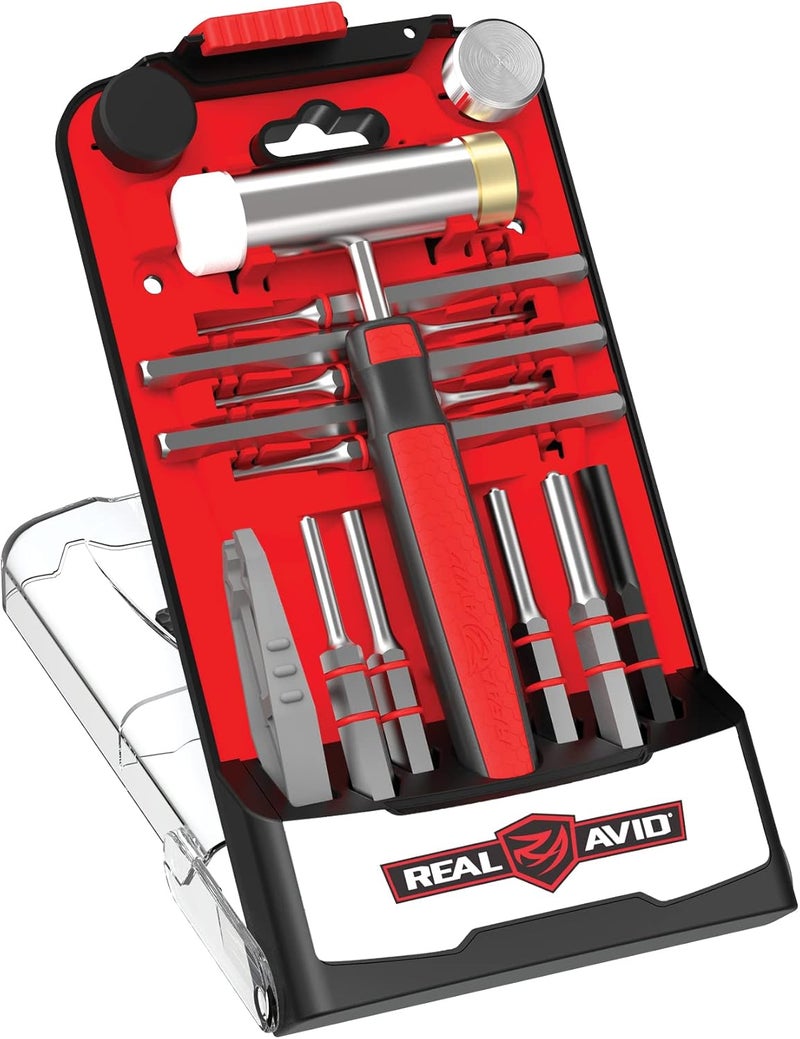 Real Avid Accu-Punch Hammer & Roll Pin Punch Set – Armorers Tool Kit with Small Hammer, 4 Interchangeable Heads, Roll Pin Punch Tools, Pin Starter & Kickstand Case for Organization - Image 1