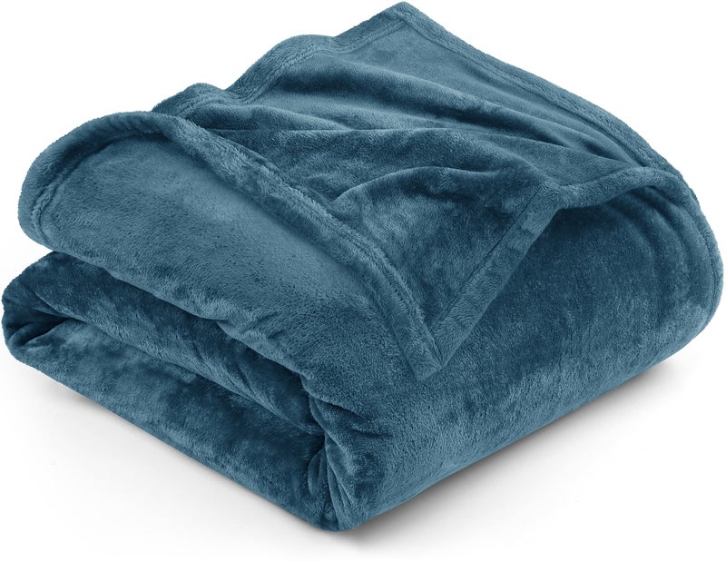 Utopia Bedding Fleece Blanket Queen Size Stone Blue 300GSM Luxury Fuzzy Soft AntiStatic Microfiber Bed Blanket 90x90 Inch