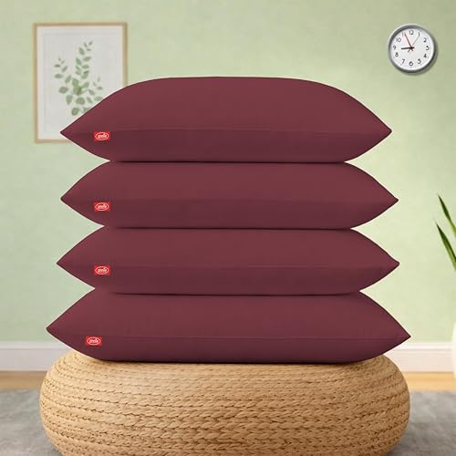 Zinnia Comfort Soft Microfiber Bed Pillows for Sleeping | Ruby Red, Regular Size 16 x 24 Inches | Soft & Comfortable Set of Pillow for Home & Daily Use | Pack of 4 - Image 1