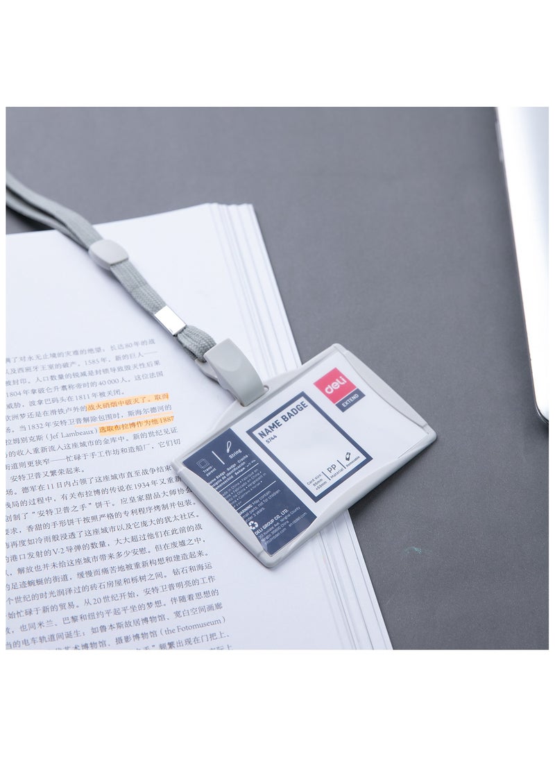 ديلي بطاقة اسم دالي E5744 باللون الرمادي مع حبل تعليق، مقاس 85×53 مم، علبة تحتوي على 30 قطعة، مثالية لعرض بطاقات التعريف والمناسبات. - Image 3