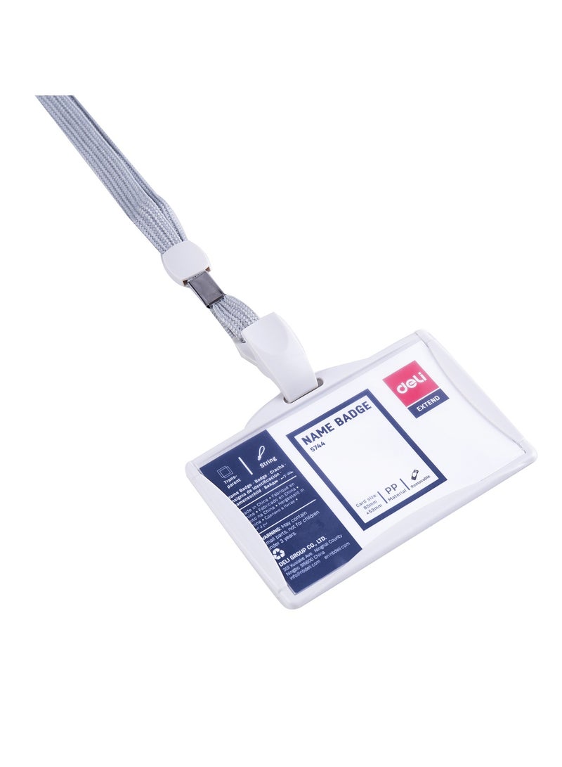 ديلي بطاقة اسم دالي E5744 باللون الرمادي مع حبل تعليق، مقاس 85×53 مم، علبة تحتوي على 30 قطعة، مثالية لعرض بطاقات التعريف والمناسبات. - Image 2