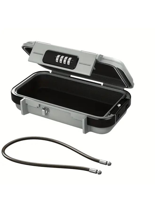 Grey Portable Lock Box Waterproof Shockproof Mini Safe With 4 Digit Combination Lock - Image 1