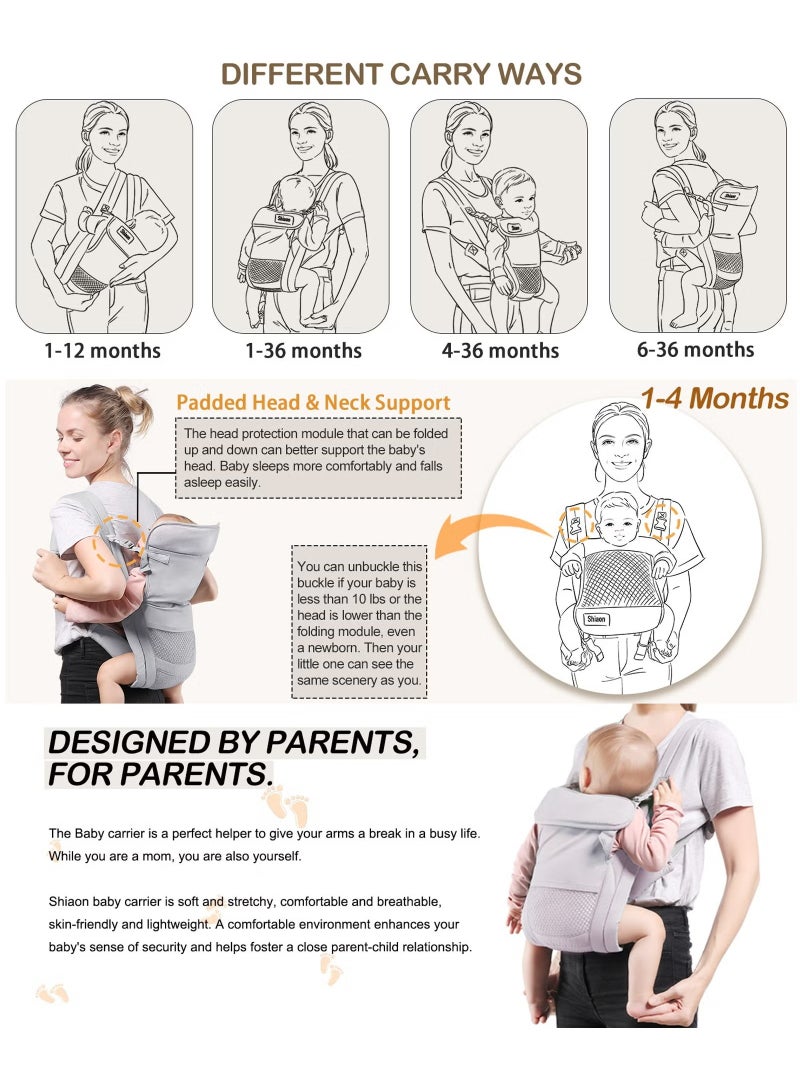 Baby Carrier Newborn to Toddler, Cozy Baby Wrap Carrier(7-30lbs), Easily Adjustable Toddler Carrier, Lightweight Baby Holder Carrier, Baby Sling Carrier, All Positions Baby Chest Carrier