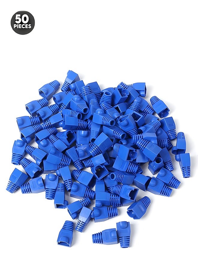 Taimi RJ45 Cable Connector Boots Soft Plastic Ethernet Strain Relief Boots CAT5 CAT5E CAT6 CAT6E 50 PCS Blue  - Image 1