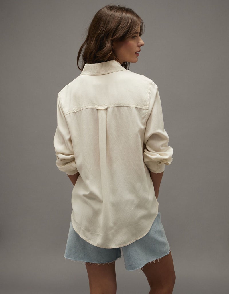 American Eagle AE Bestie Long-Sleeve Button-Up Shirt - Image 2