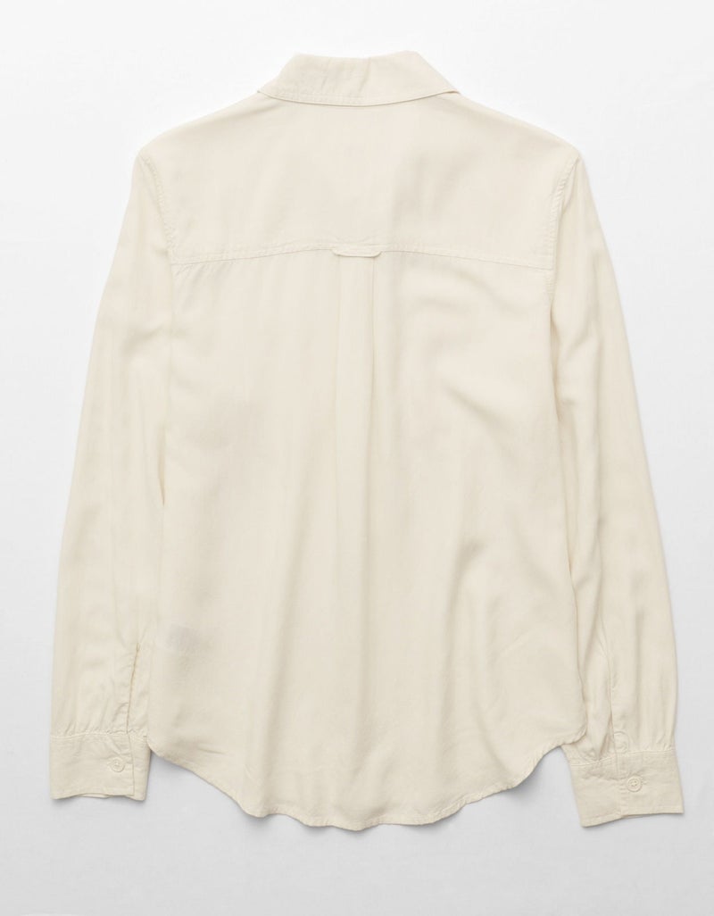 American Eagle AE Bestie Long-Sleeve Button-Up Shirt - Image 4