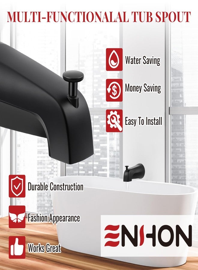 صنبور حوض استحمام من Enhon سهل التركيب مع محول، متوافق مع المعيار الأمريكي 8888026.002، صنبور حوض استحمام للحمام، يناسب أنبوب مياه نحاسي 1/2 (قطر 5/8)، مفتاح سداسي 5/32 (أسود غير لامع، 1) - Image 4